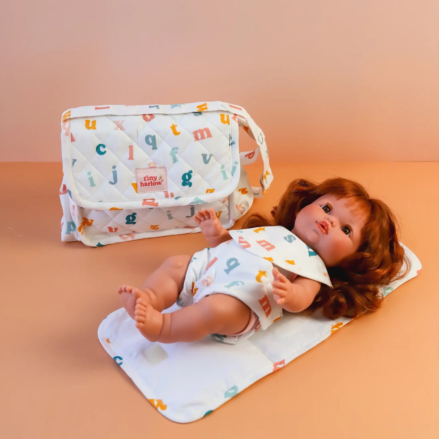 Harlow Convertible Doll's Nappy Bag Set - Alphabet