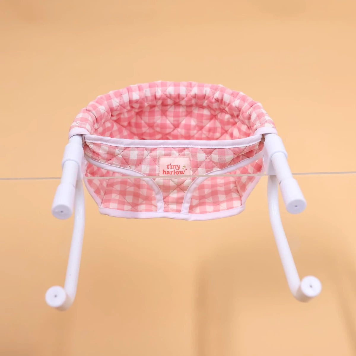 Tiny Harlow doll’s high chair seat- Pink Gingham