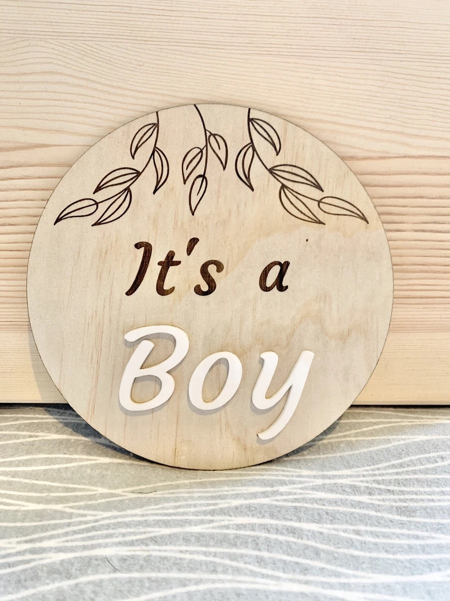 "It's a BOY" announcement plaque